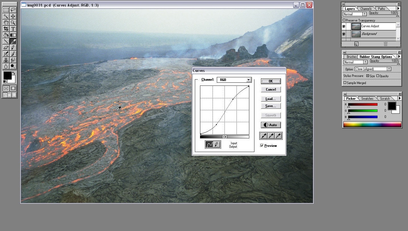 Screen shot of an early generation of Adobe Photoshop